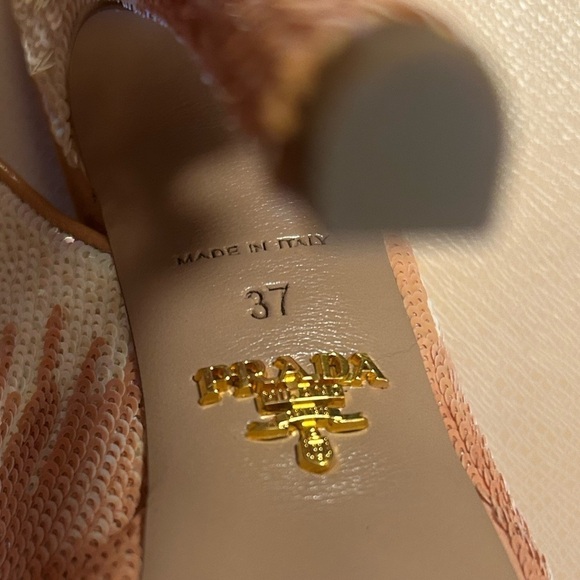 Prada Milano sequence palillette open toe sling back platform high heel - Picture 12 of 15